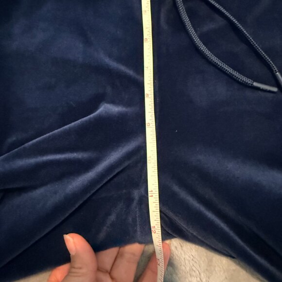 FILA Velour Track Suit Set Navy Blue Logo Tape Hoodie Joggers L/M - Picture 10 of 16